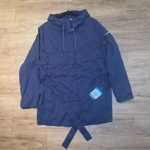 Columbia Women's Black Pardon My Trench Belt Hooded Rain Coat Jacket  2X New